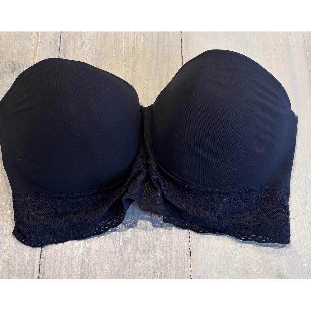 Natori 729154 Black Strapless‎ Lace Trim Underwire Bra 32DDD